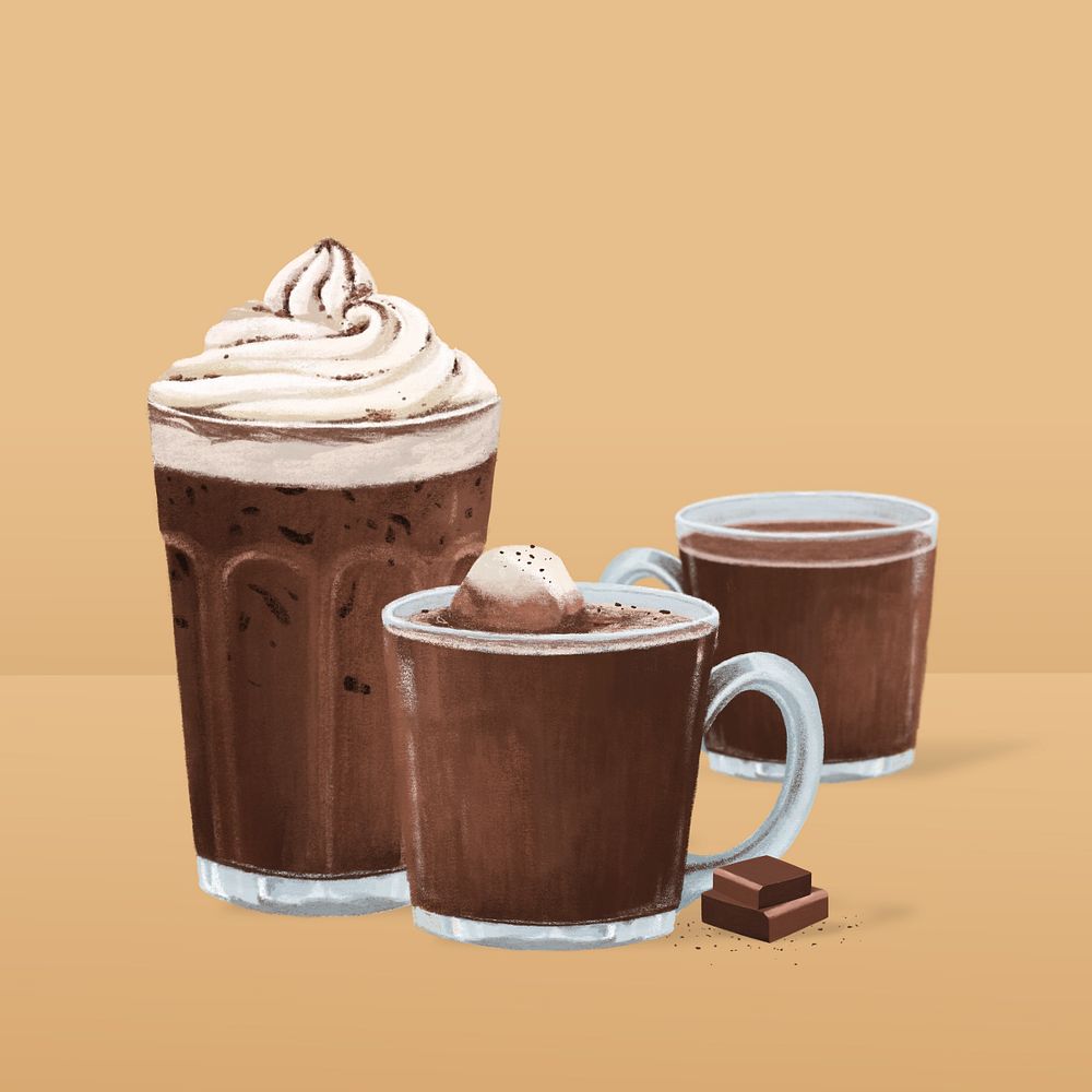 Chocolate drink, sweet beverage illustration, editable design