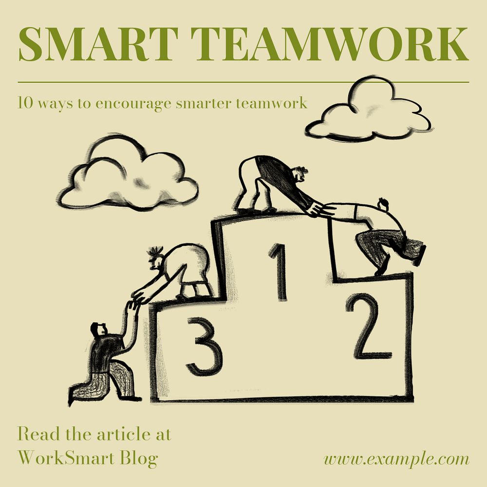 Smart teamwork Instagram post template, editable text