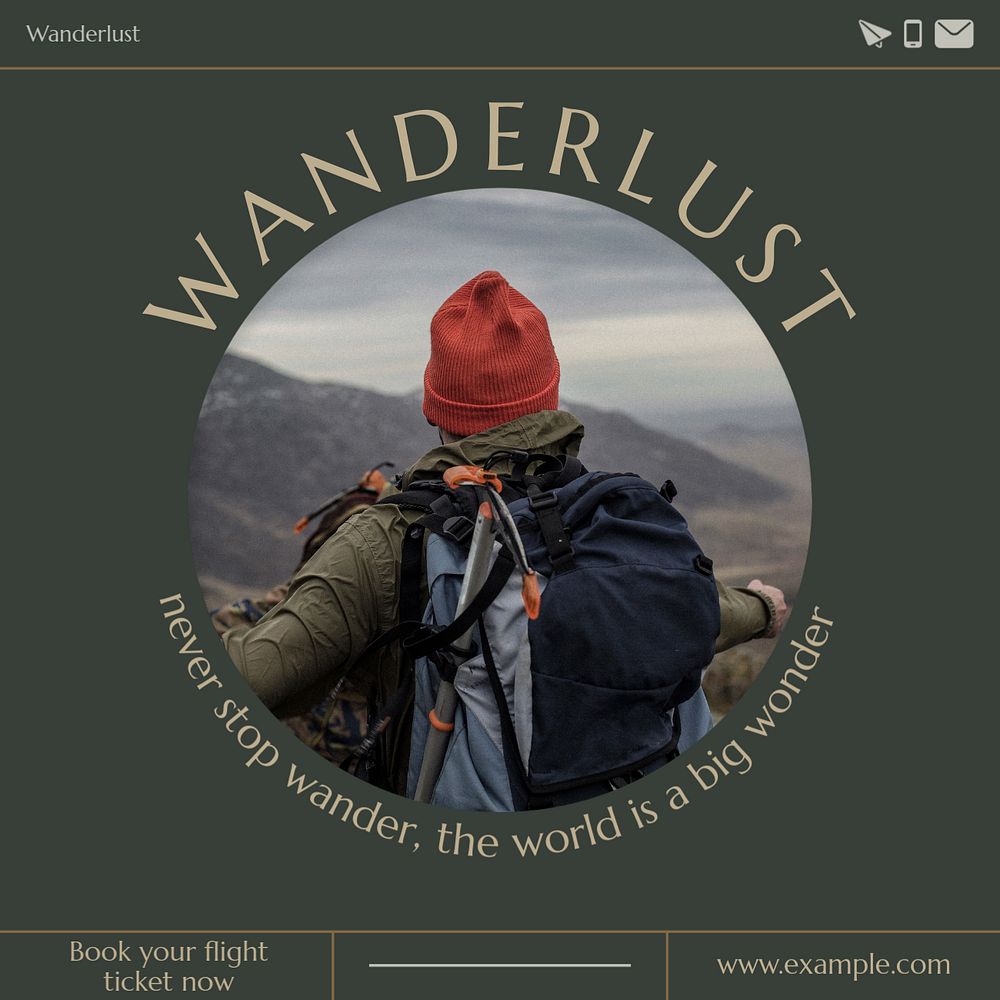 Wanderlust Instagram post template, editable text