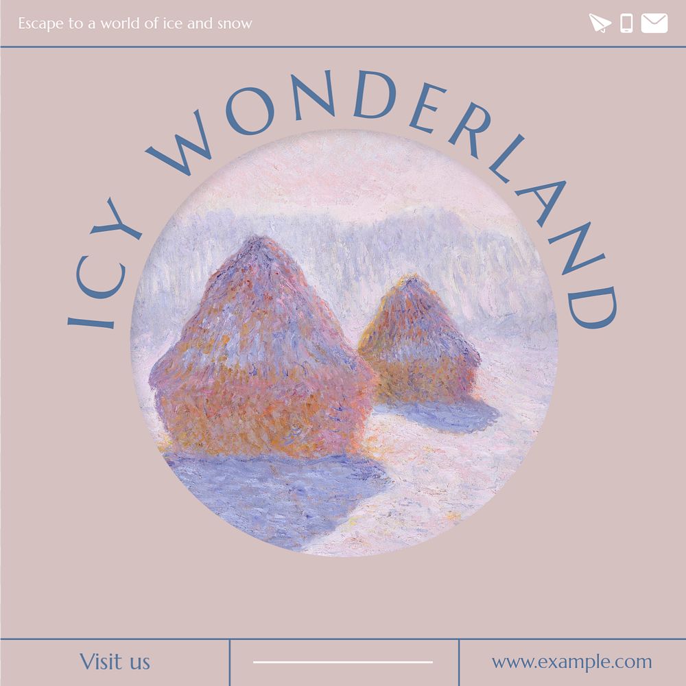 Icy wonderland world Instagram post template, editable text