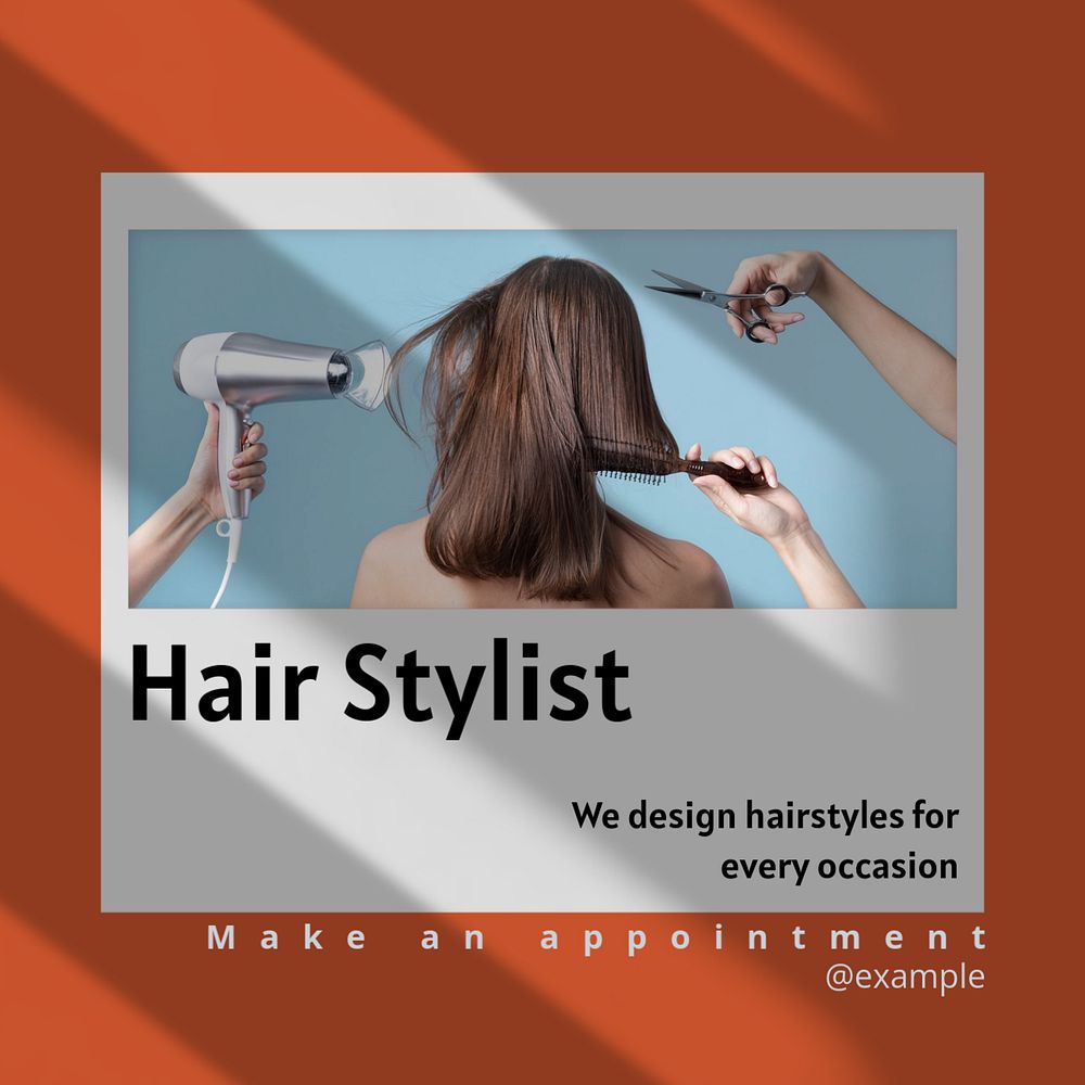 Hair stylist  Facebook post template, editable design