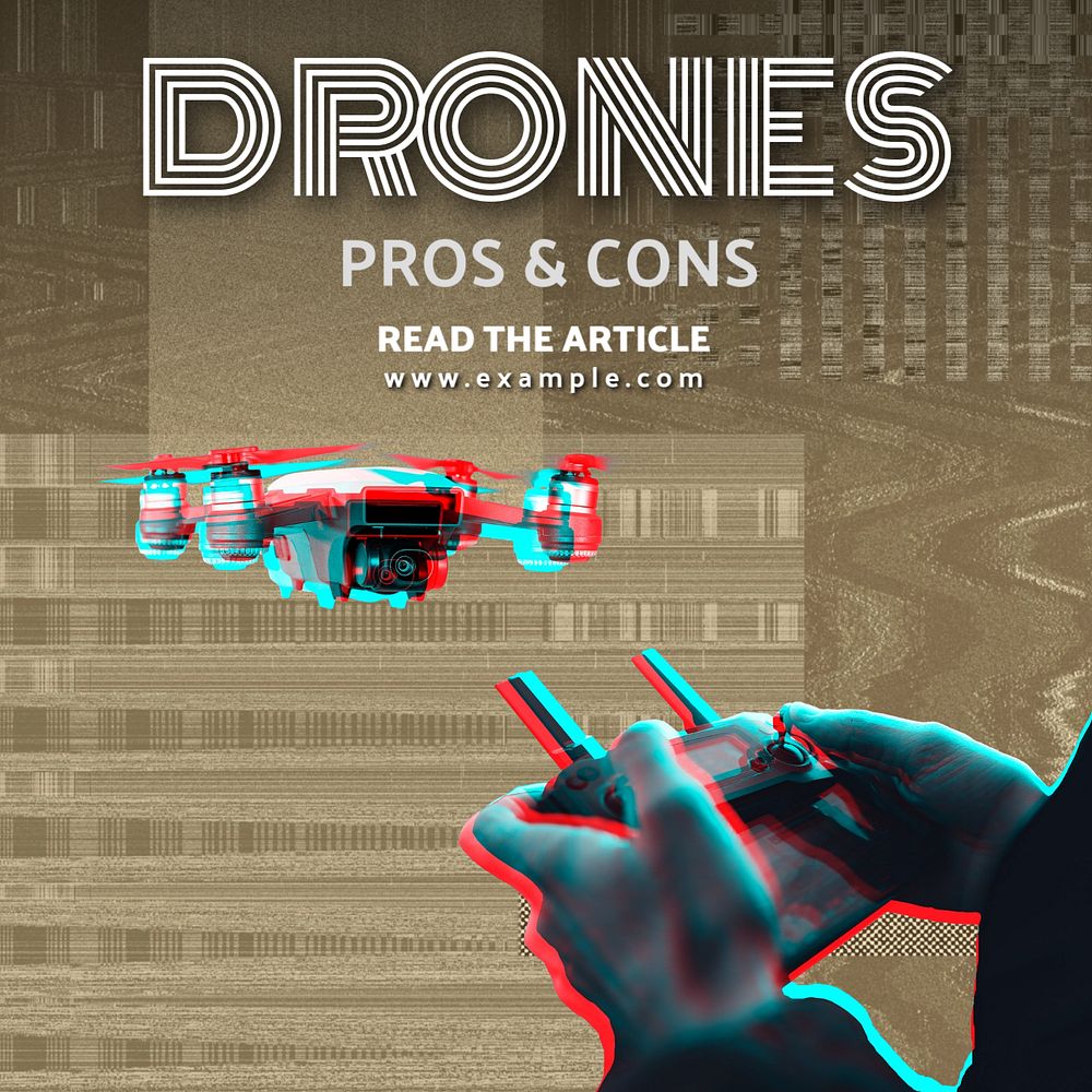 Drones Instagram post template, editable text