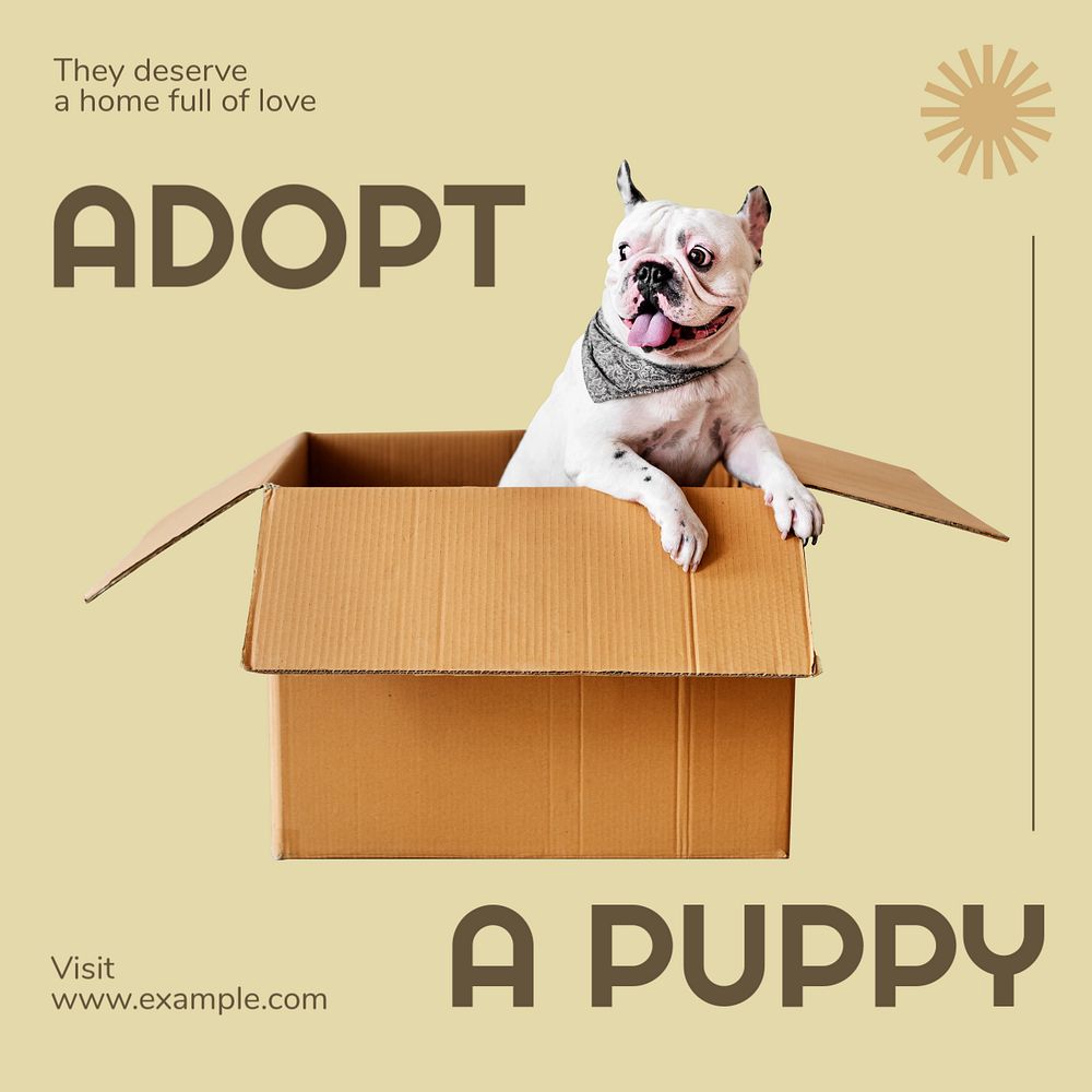 Puppy Instagram post template, editable text