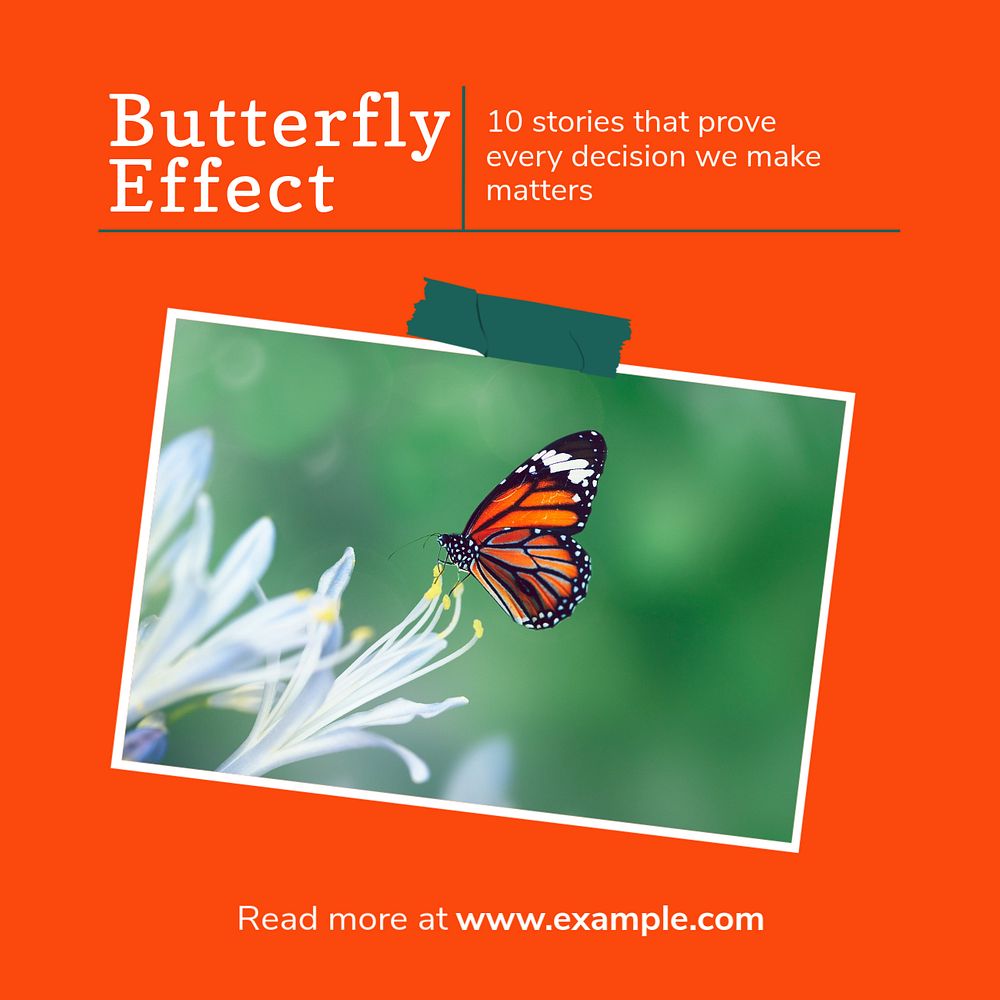 Butterfly effect Instagram post template, editable design