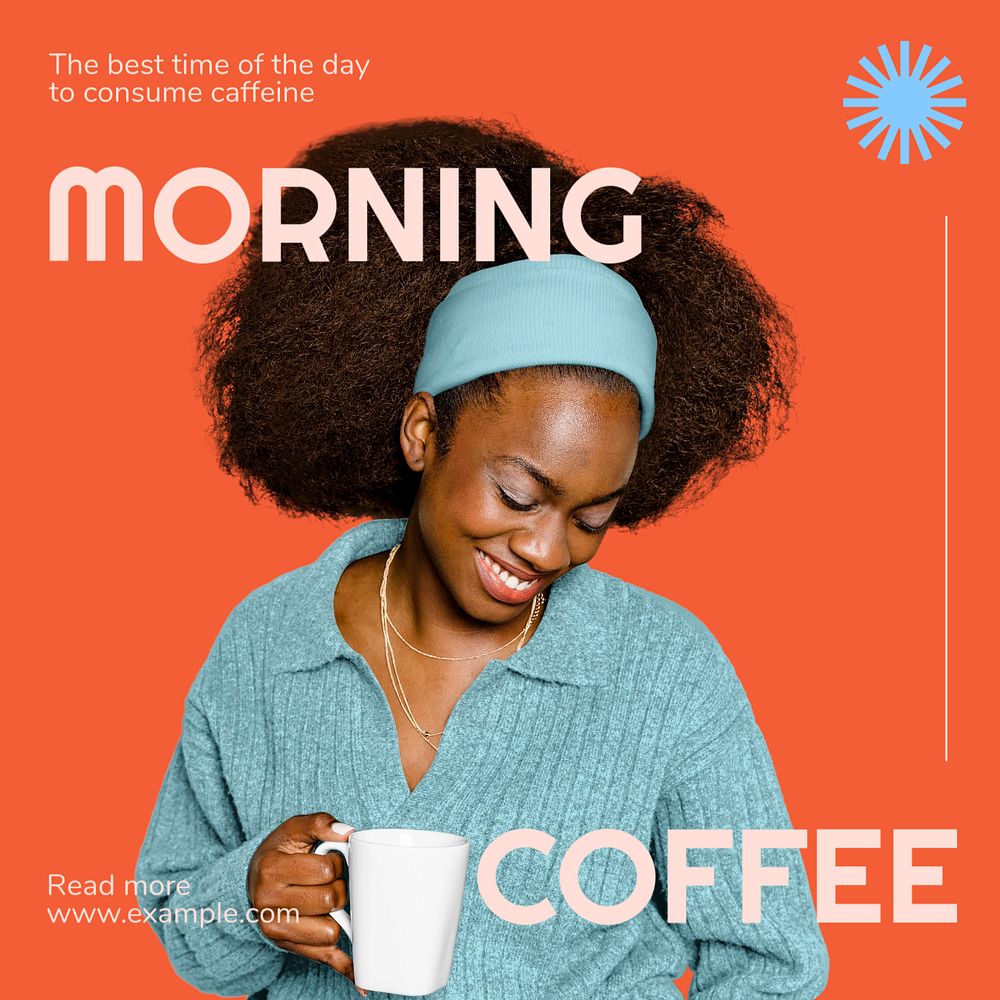 Morning coffee Instagram post template, editable text