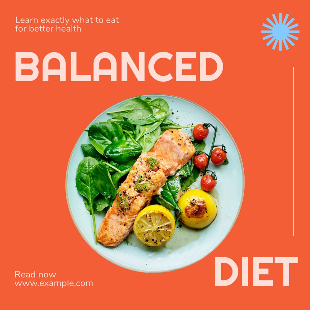 Balanced diet Instagram post template, editable text