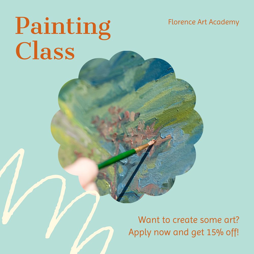 Painting class Instagram post template, editable text