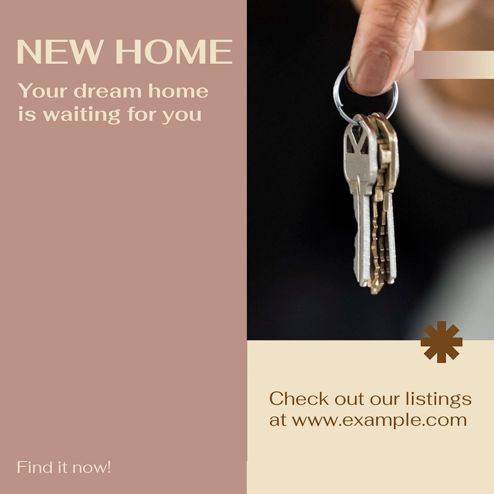 Home listings Instagram post template, editable design