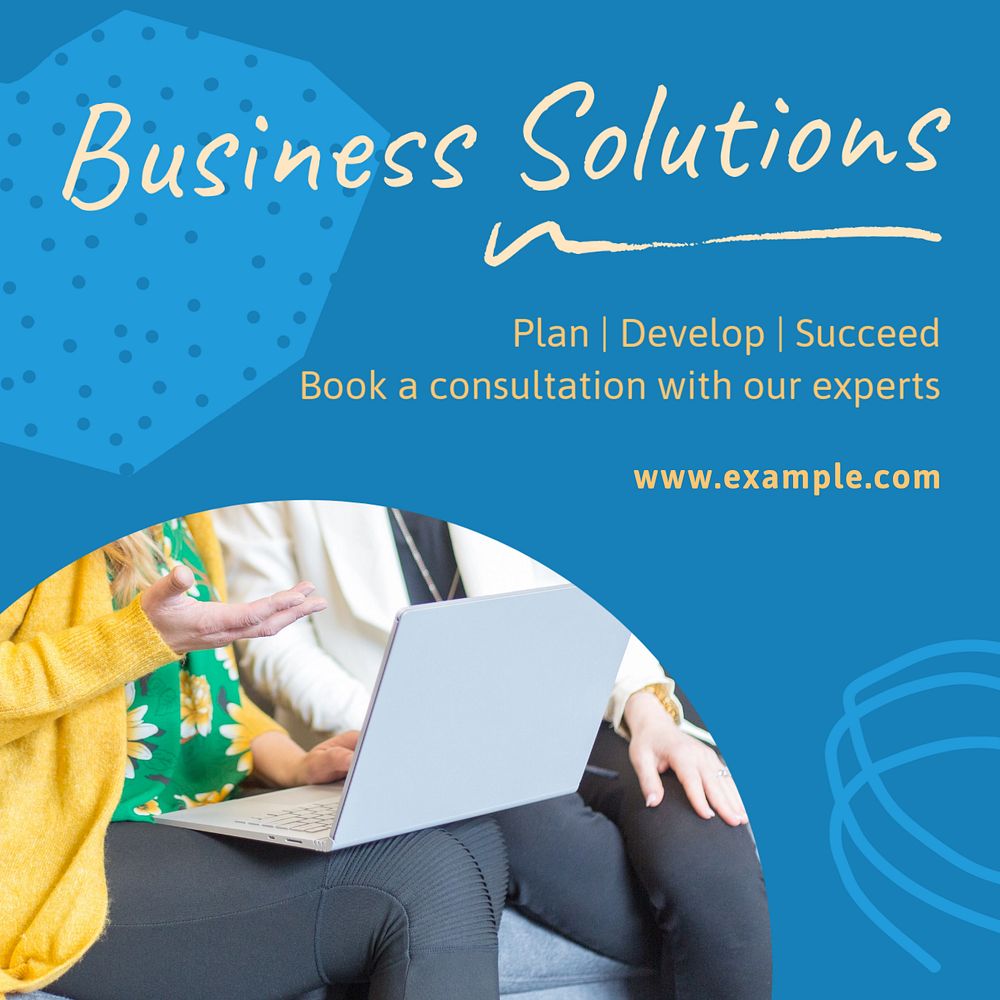 Business solutions Instagram post template, editable text