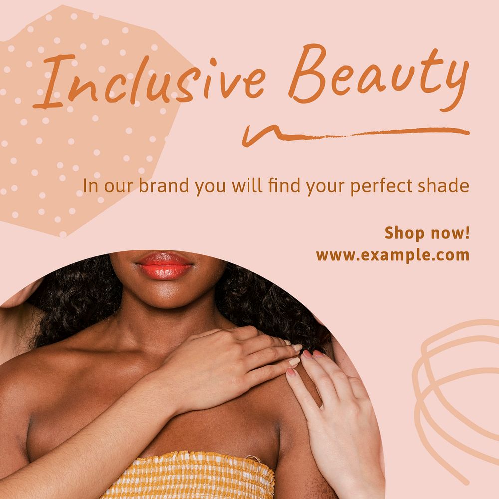 Inclusive beauty Instagram post template, editable text