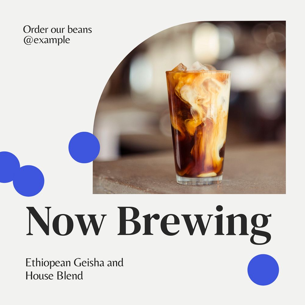 Now brewing social media template, editable design