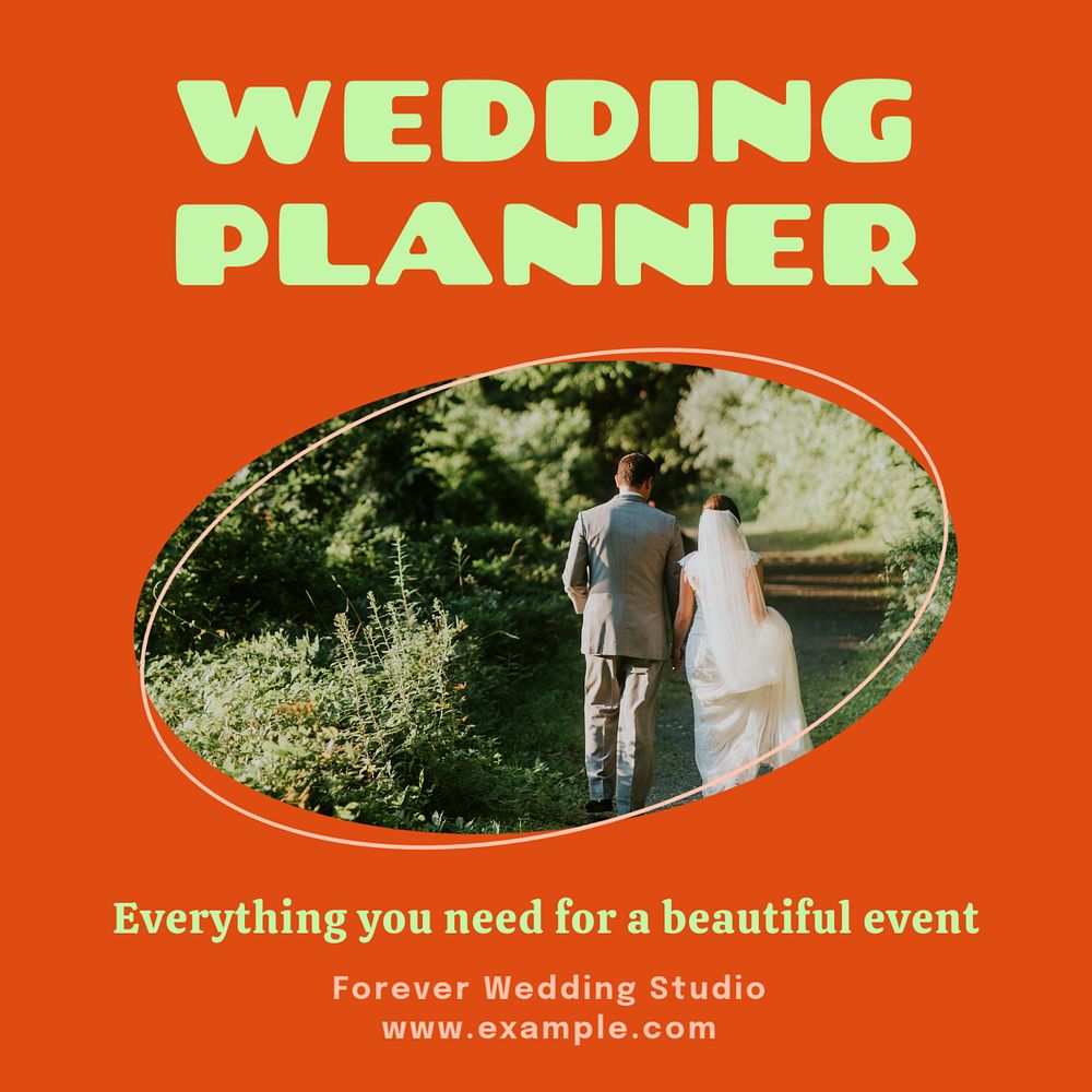 Wedding planner Instagram post template, editable text