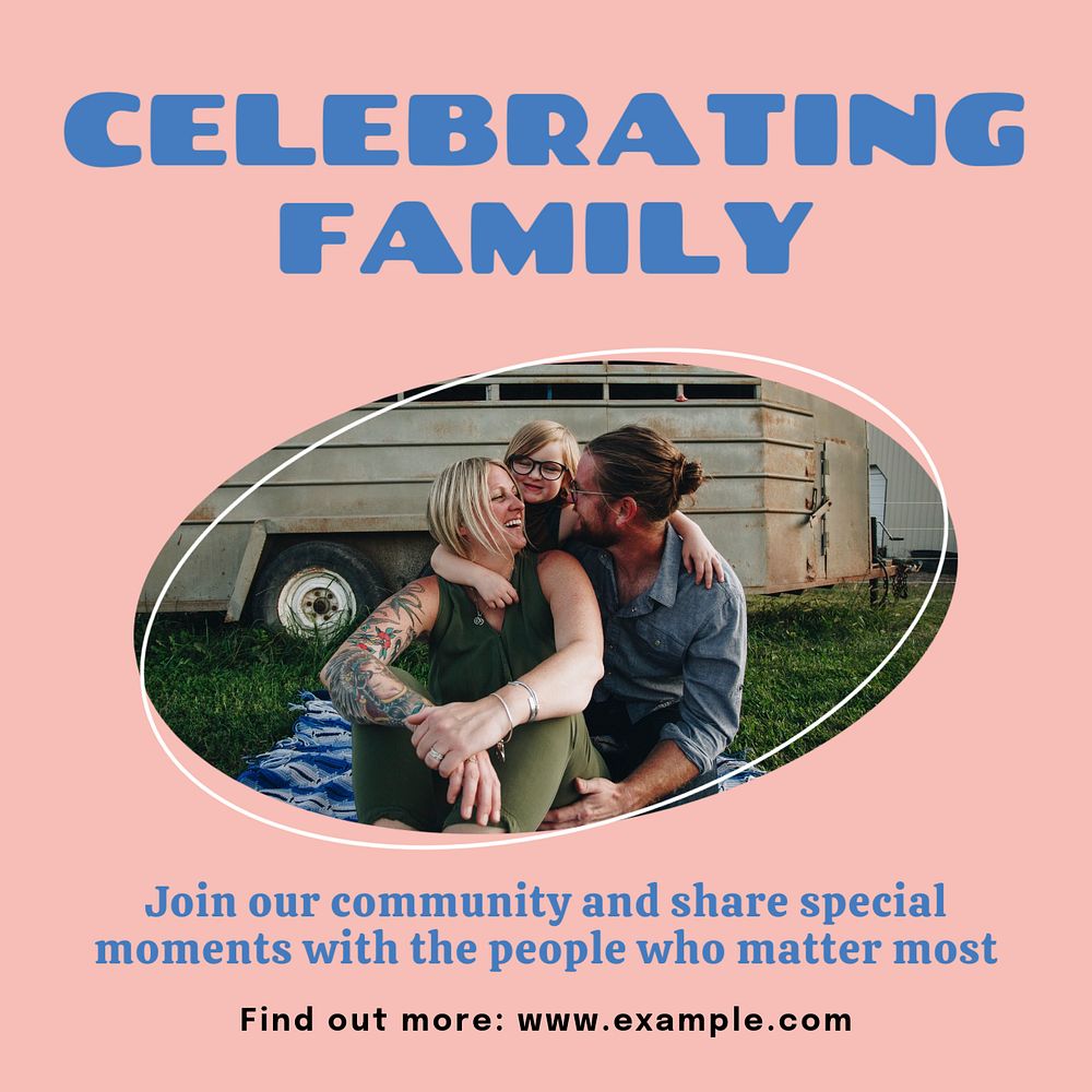 Celebrating family Instagram post template, editable text