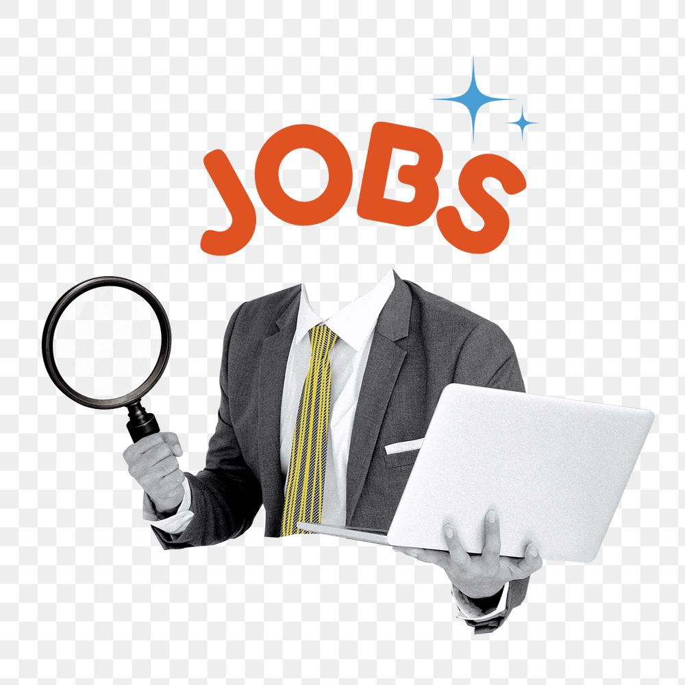 Creative human resources png sticker, jobs seek concept, editable design