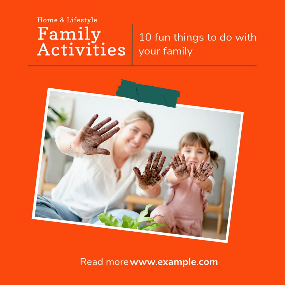 Family activities Instagram post template, editable design