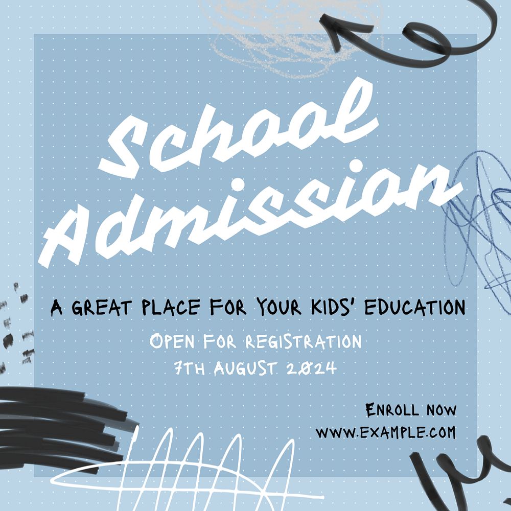 School admission Instagram post template, editable text