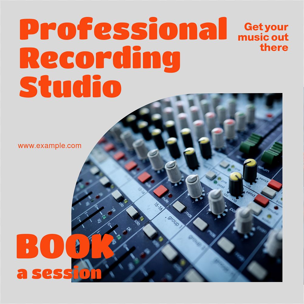 Recording studio Instagram post template, editable design