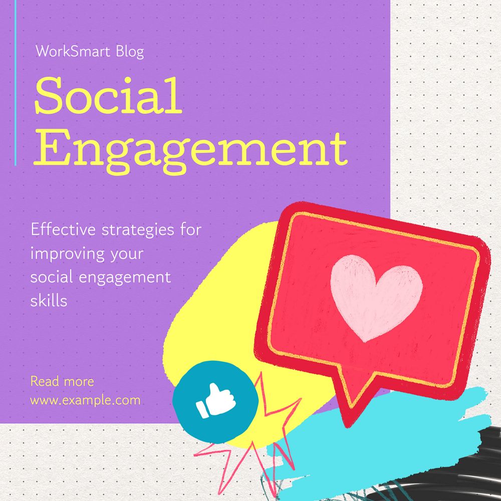 Social engagement Instagram post template, editable text