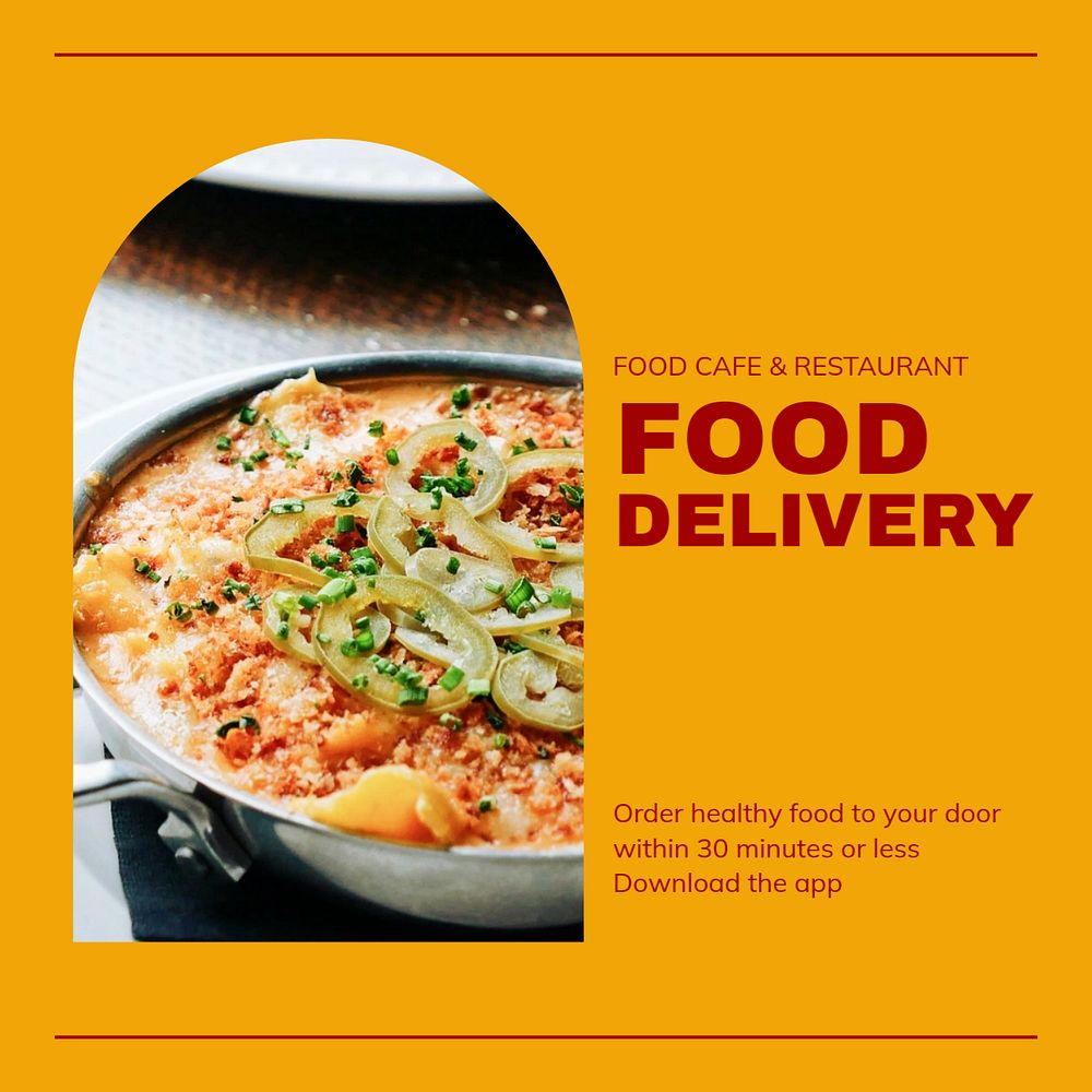 Food delivery Instagram post template, editable design