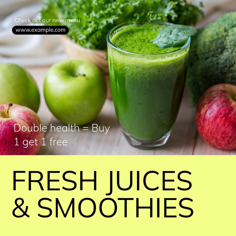 Juice cafe Instagram post template, editable text