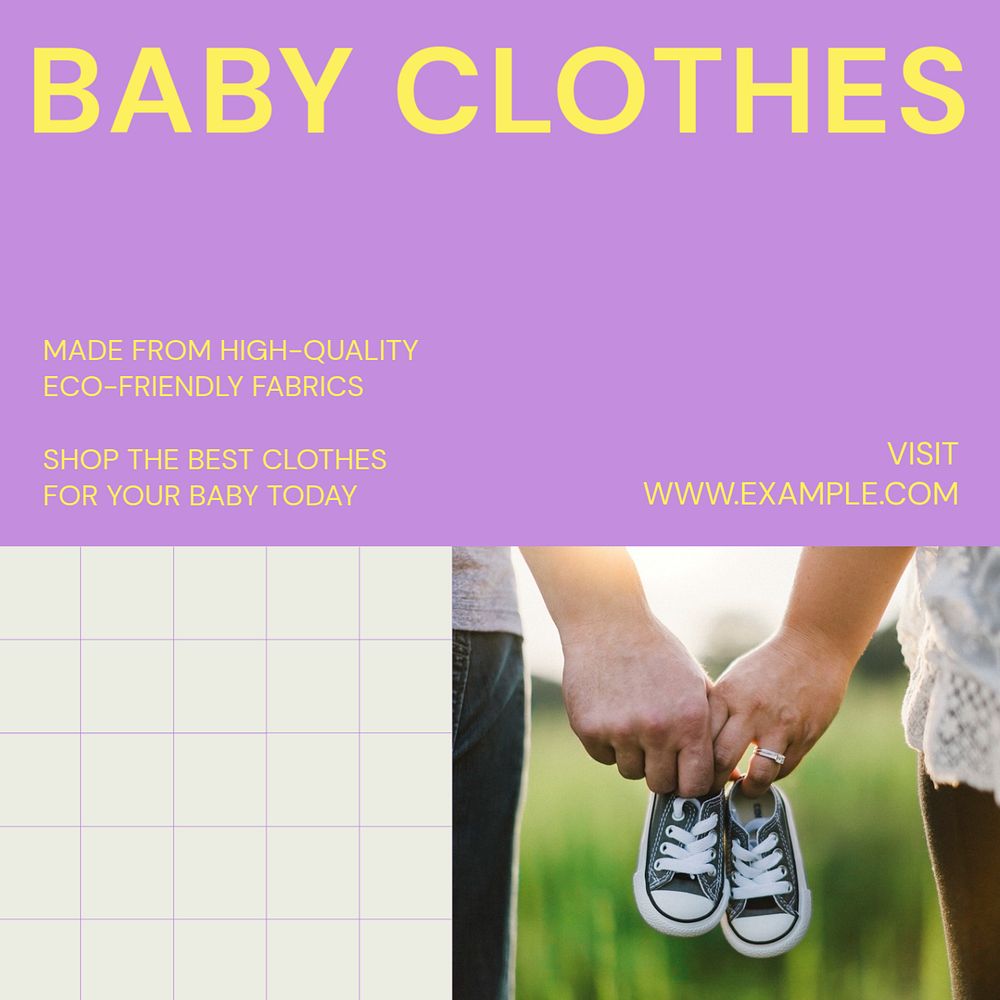 Baby clothes Instagram post template, editable design