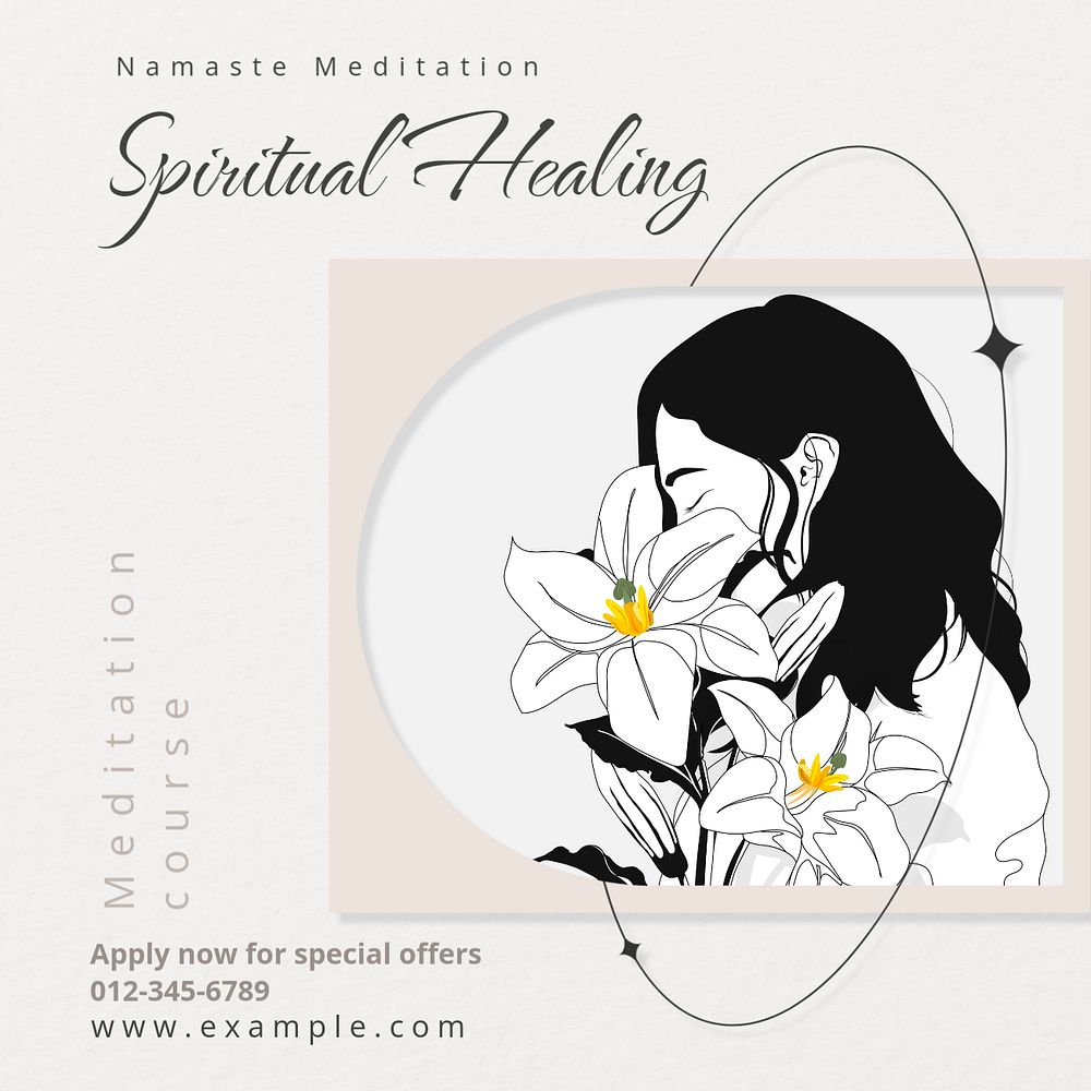 Spiritual healing Instagram post template, editable text