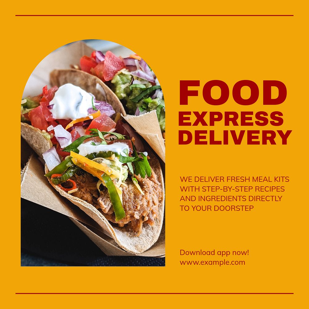 Express food delivery Instagram post template, editable design