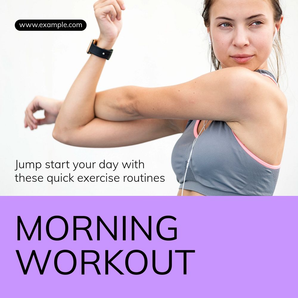 Morning workout routine Instagram post template, editable text