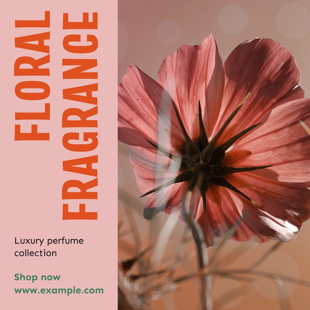 Floral fragrance Instagram post template, editable text