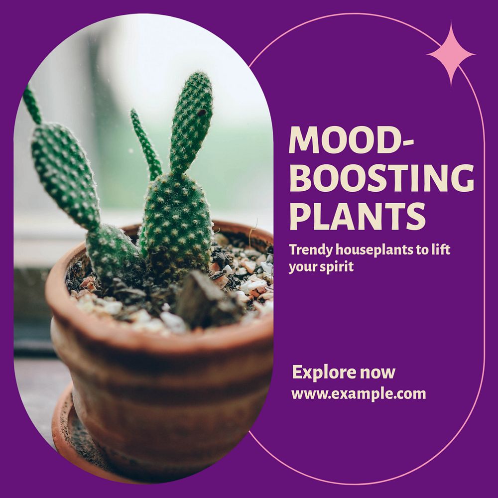 Mood-boosting plants Instagram post template, editable design