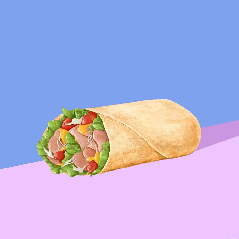 Mexican salad wrap, food illustration, editable design