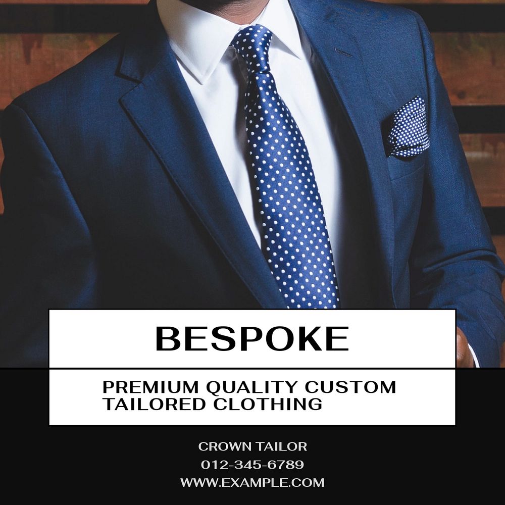 Bespoke clothes tailor Instagram post template, editable design