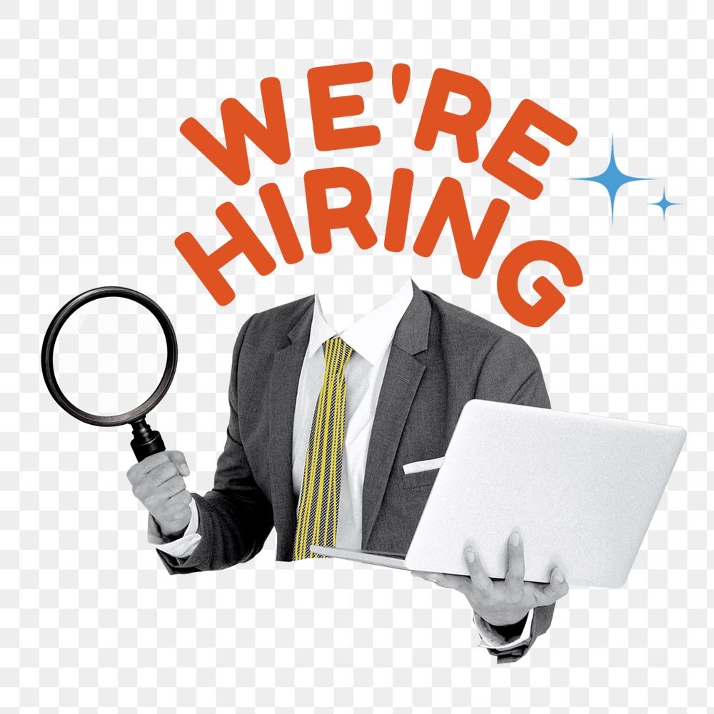 We're hiring word png sticker, jobs head businessman remix, customizable design