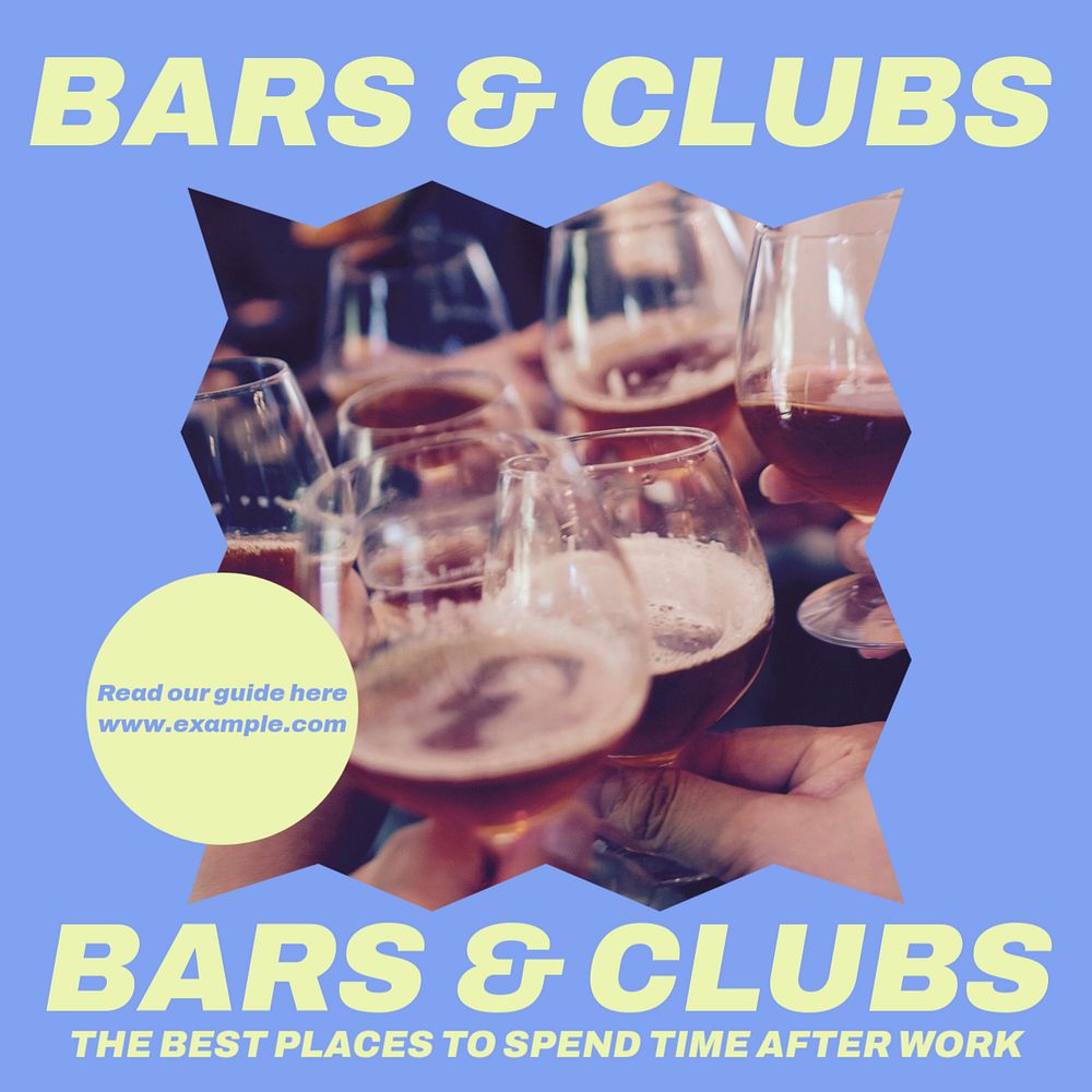 Bar & club Instagram post template, editable design