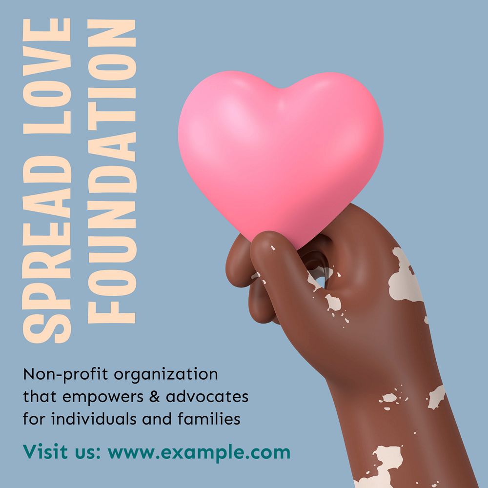 Spread love foundation Instagram post template, editable text