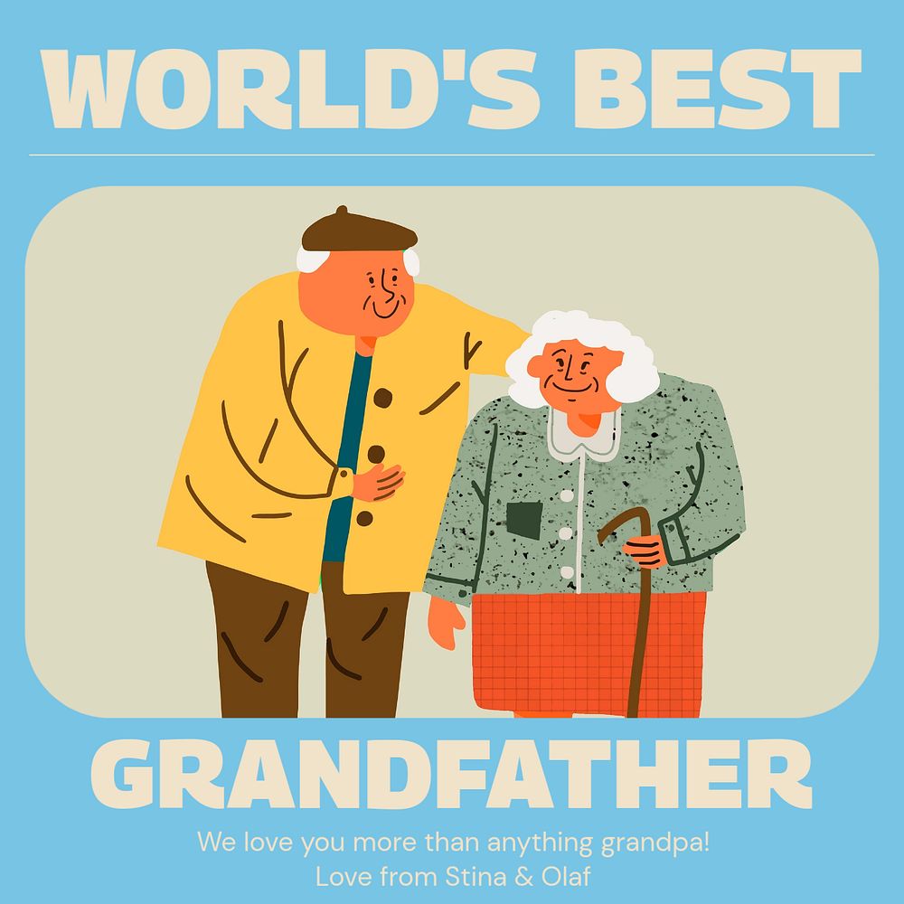 World's best grandfather Instagram post template, editable design