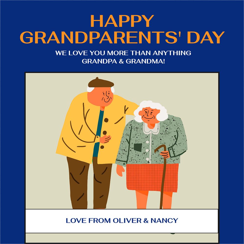 Happy grandparents' day Instagram post template, editable design