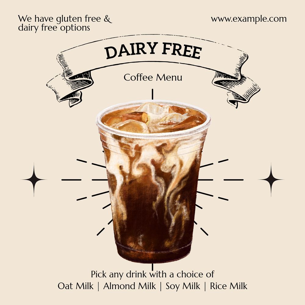 Dairy free Instagram post template, editable text