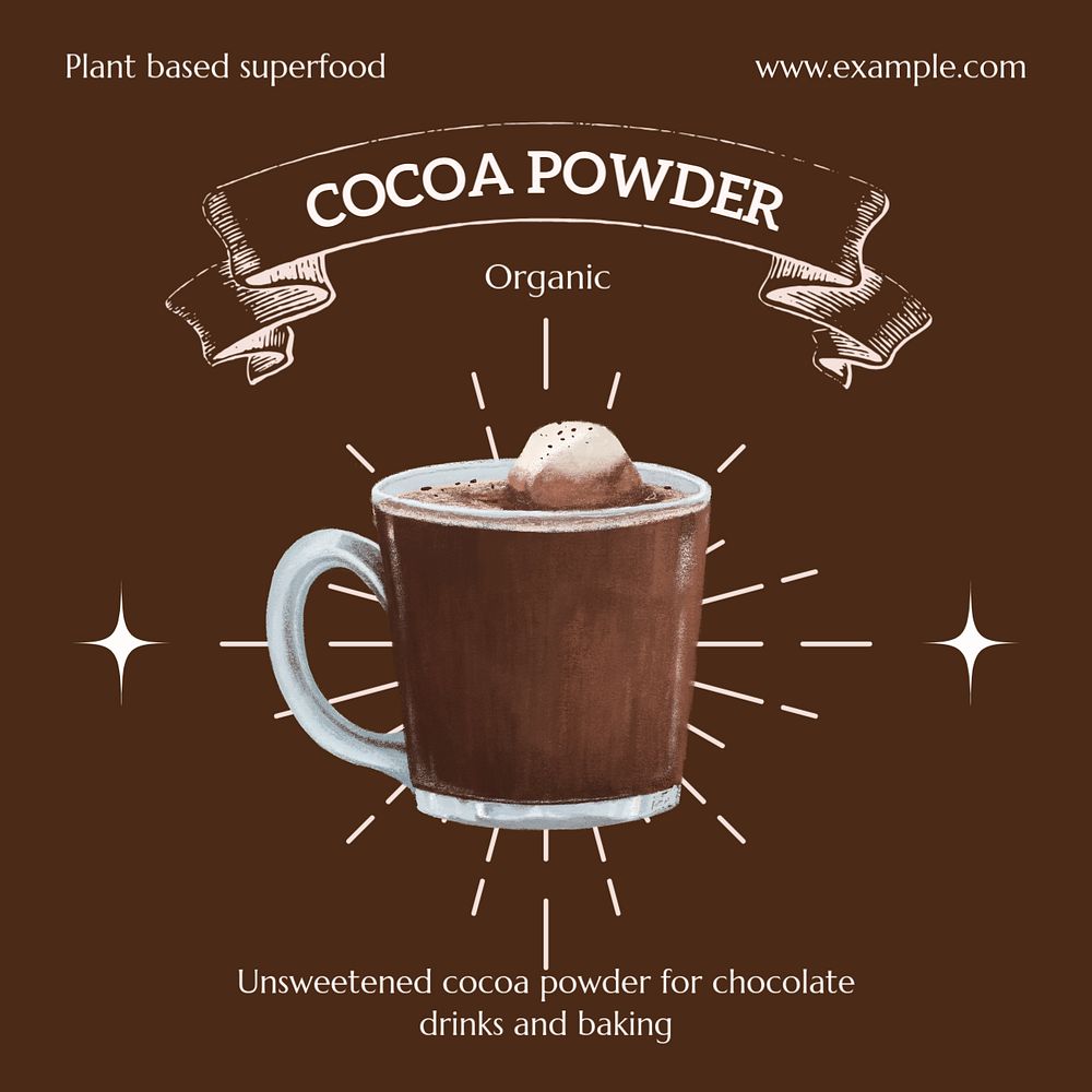 Cocoa powder Instagram post template, editable text