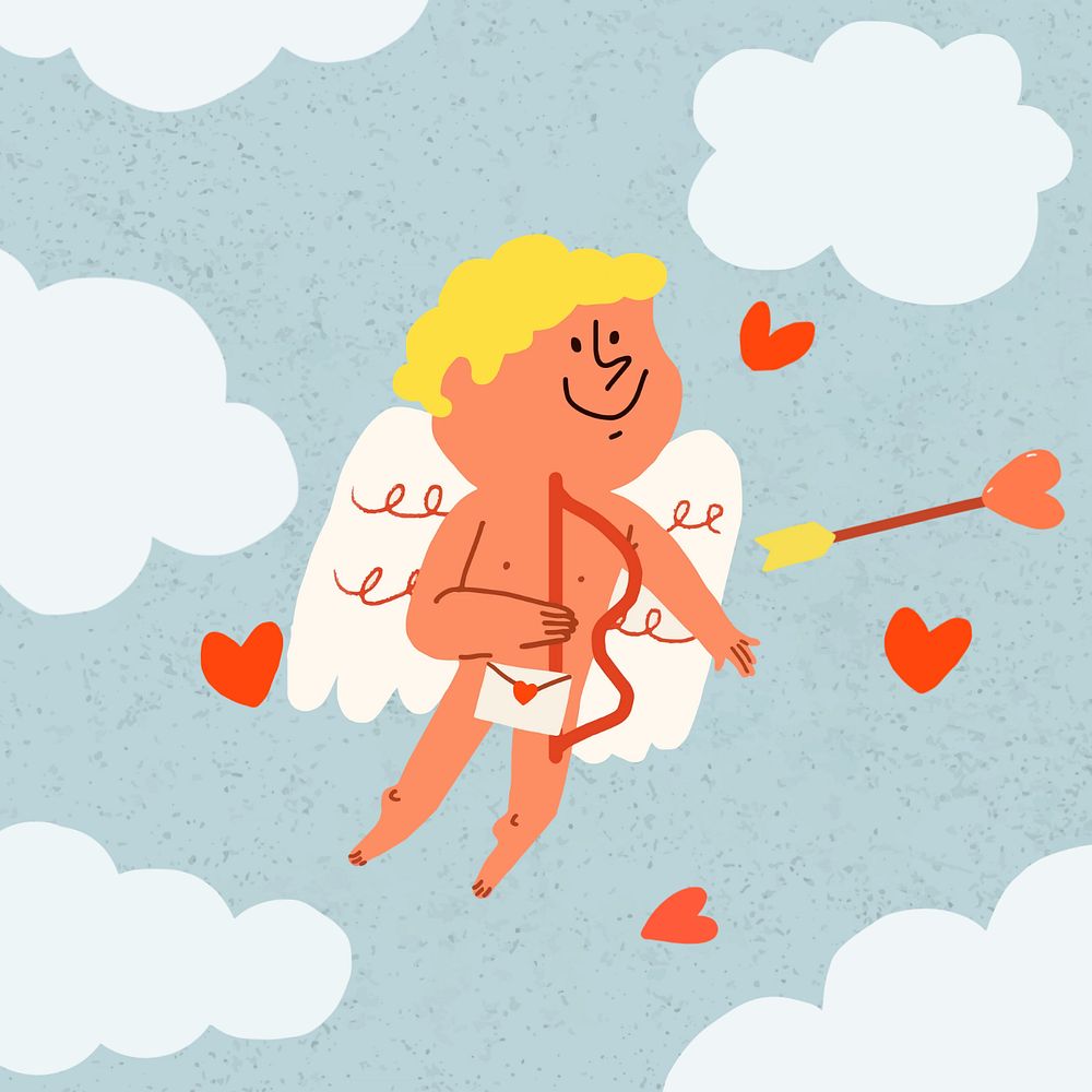 Cute cupid doodle illustration, editable design