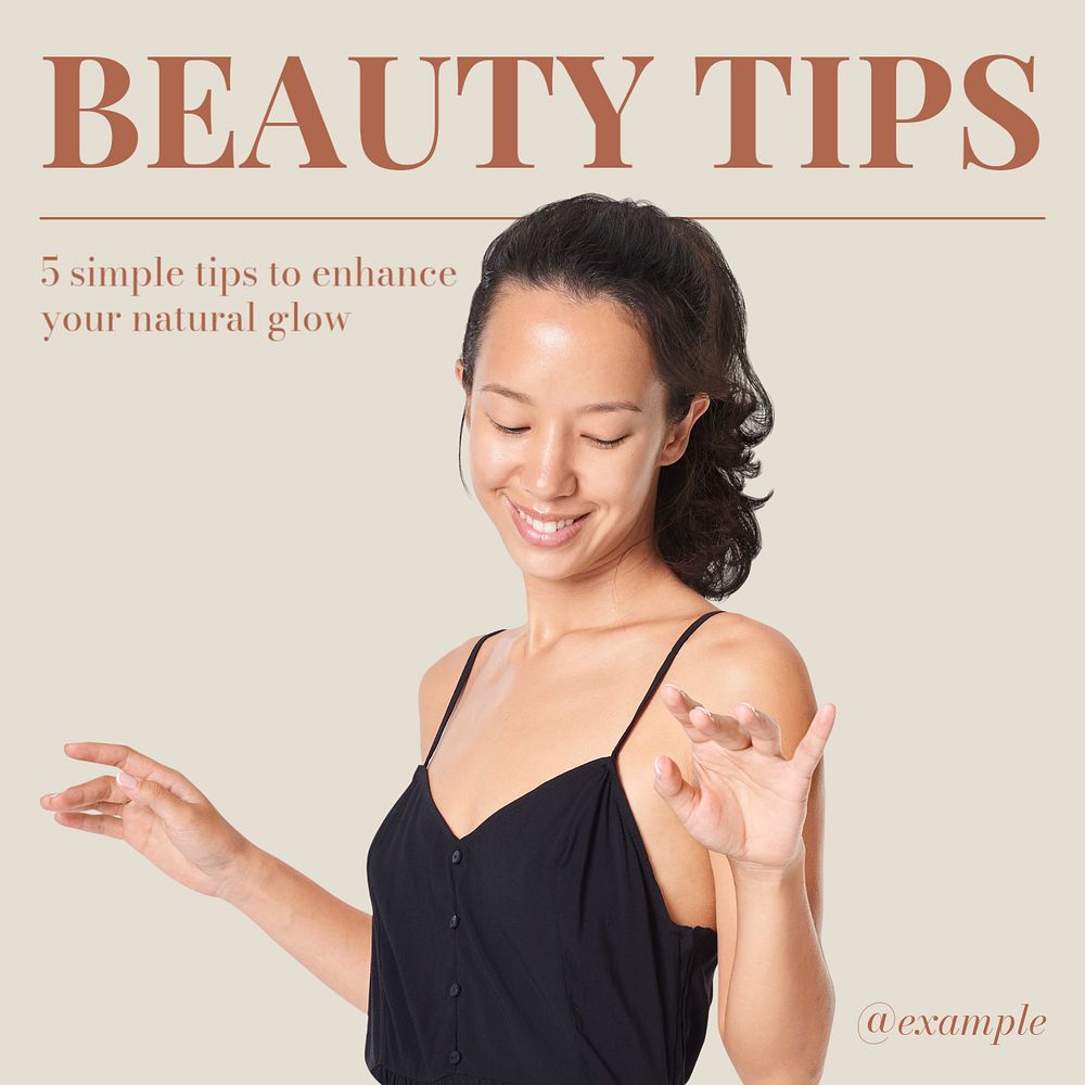 Beauty tips Instagram post template, editable text