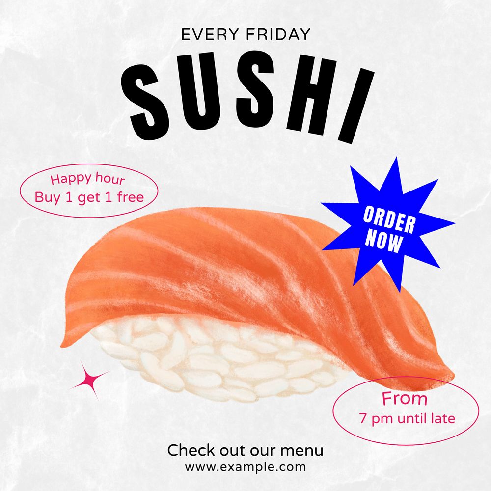 Sushi Instagram post template, editable text