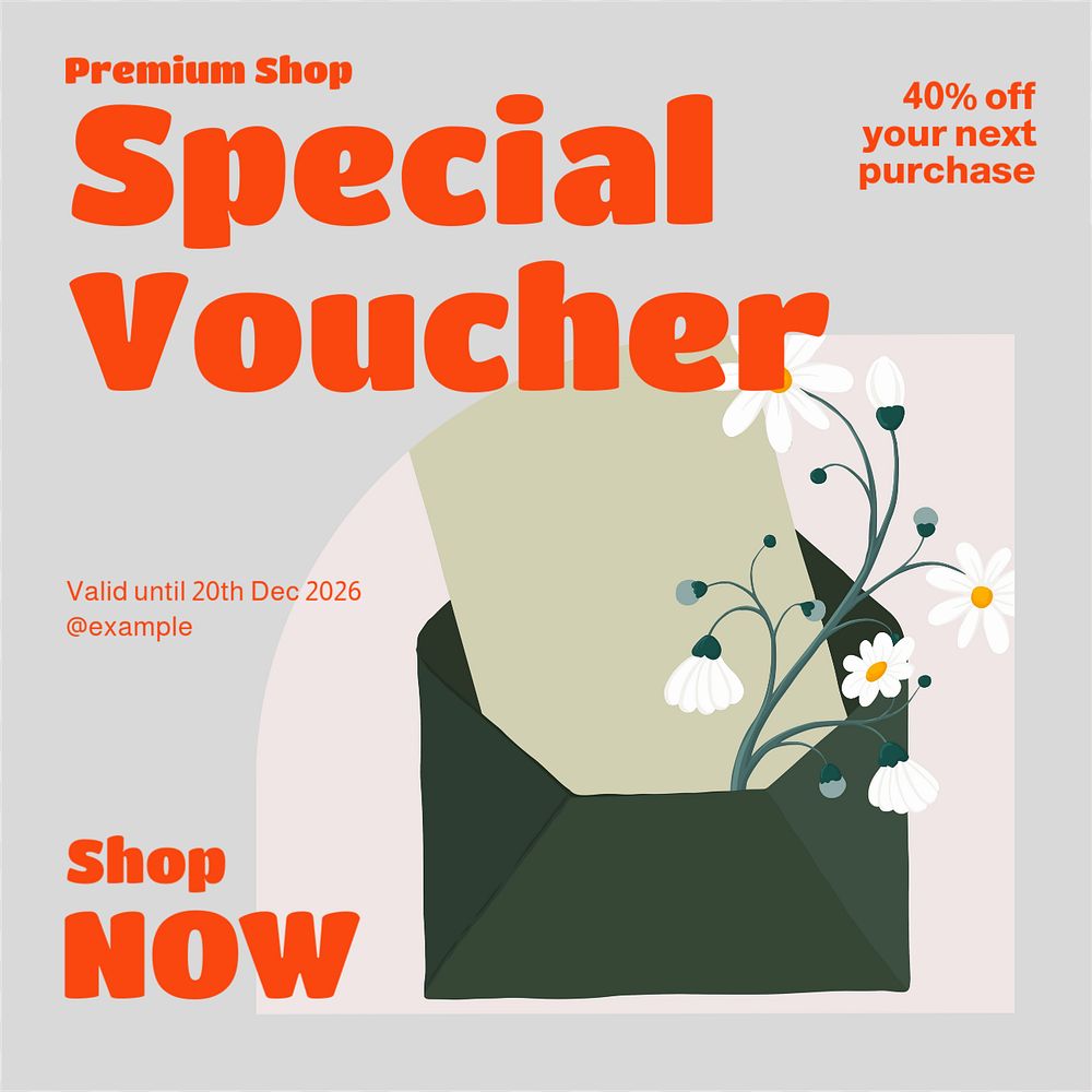 Special voucher Instagram post template, editable design