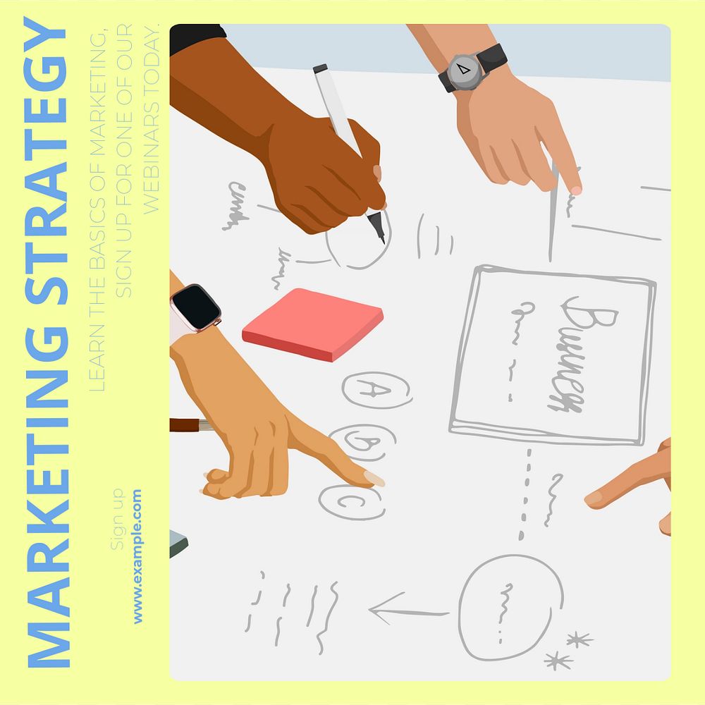 Marketing strategy Instagram post template, editable design