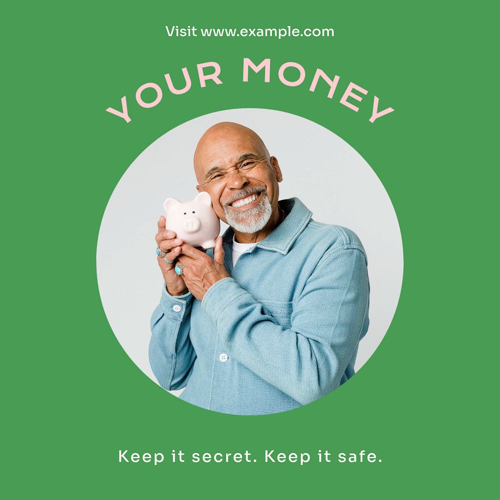 Money security Instagram post template, editable text