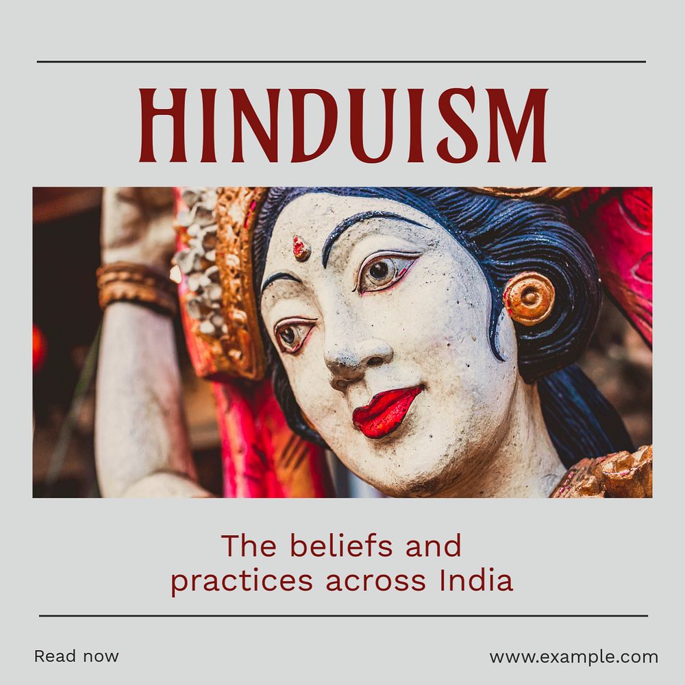 Hinduism Instagram post template, editable design