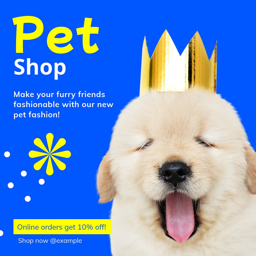 Pet shop Instagram post template, editable text