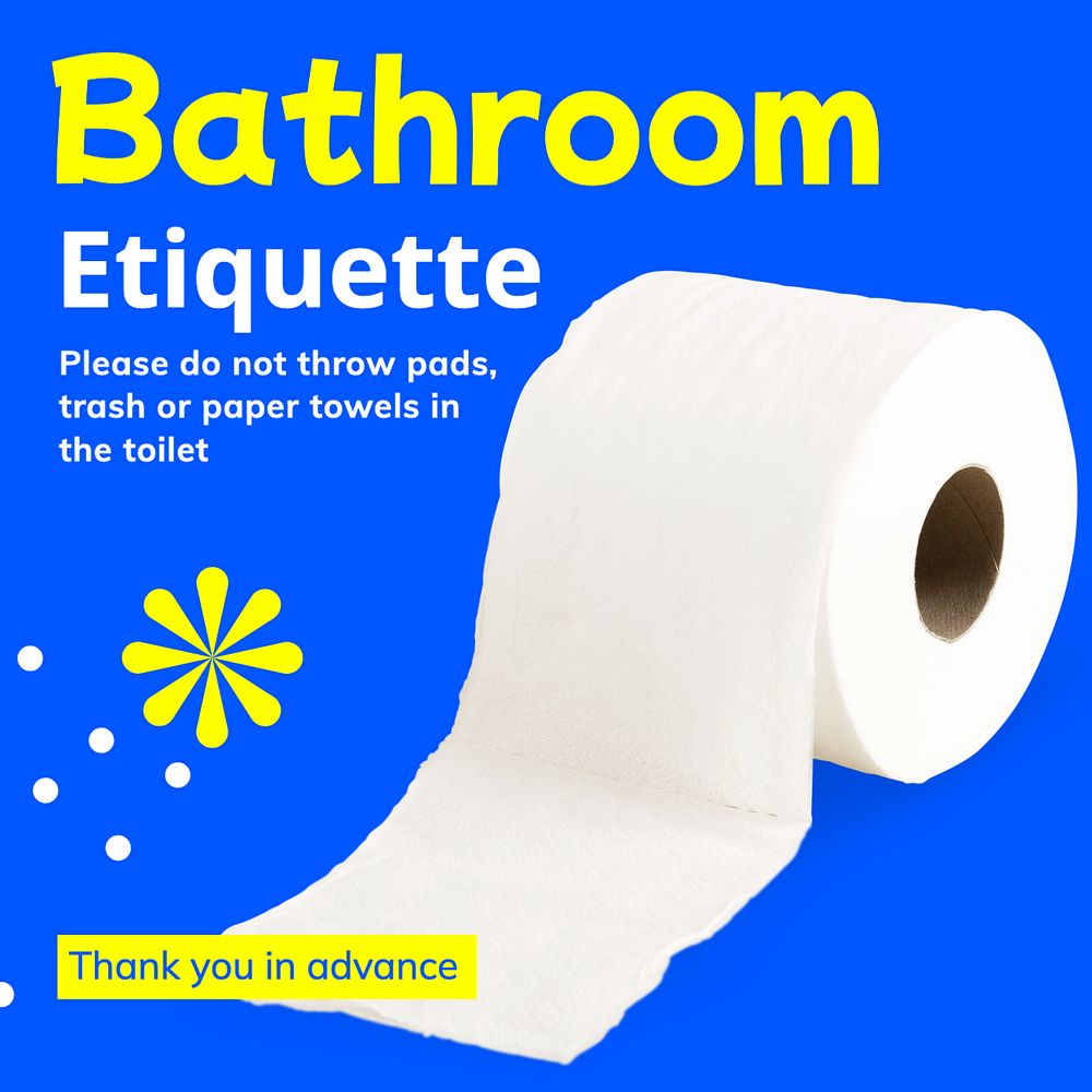 Bathroom etiquette Instagram post template, editable text