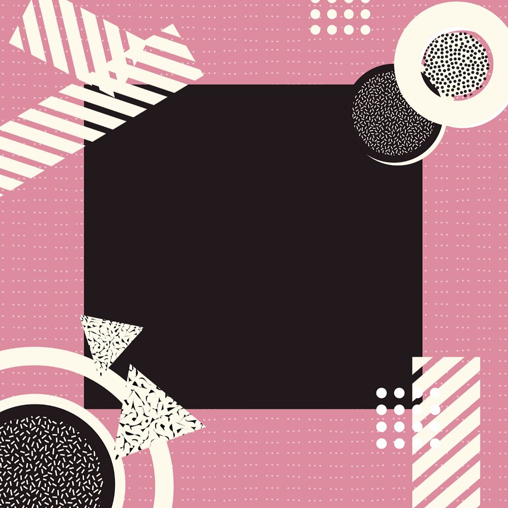 Retro geometric frame background, pink, editable design