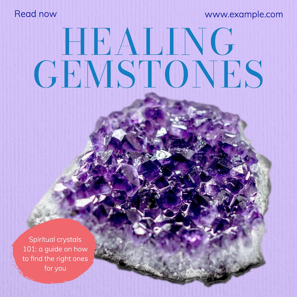 Healing & spiritual gemstones Instagram post template, editable text